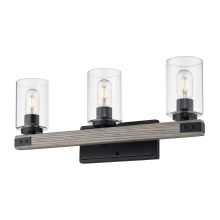 Golden 7808-BA3 BLK-CLR - Golden Lighting Lowell 3-light Vanity in Matte Black